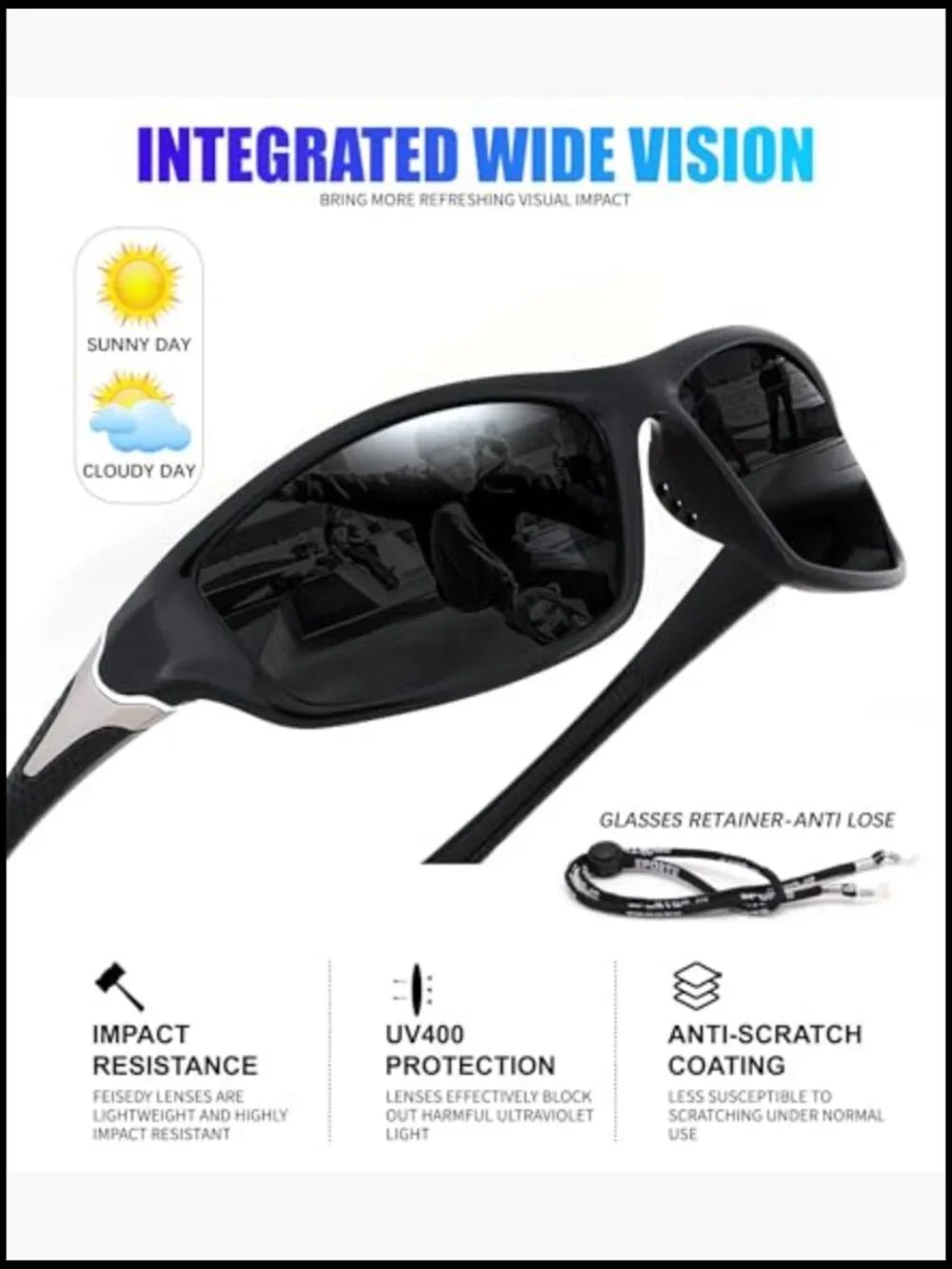 3 Pack Polarized Sports Sunglasses Wrap Around UV400 Protection